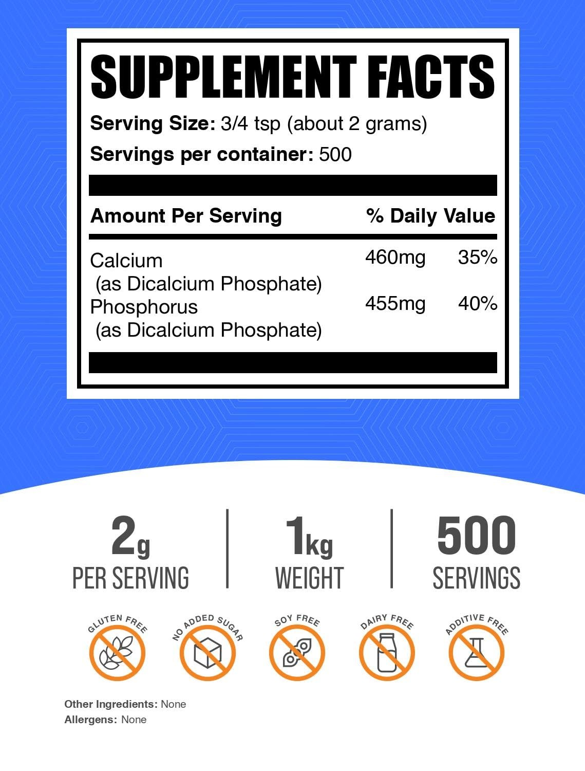 Dicalcium Phosphate Supplement 2.2 Lbs Dietary Mineral Leavening Agent
