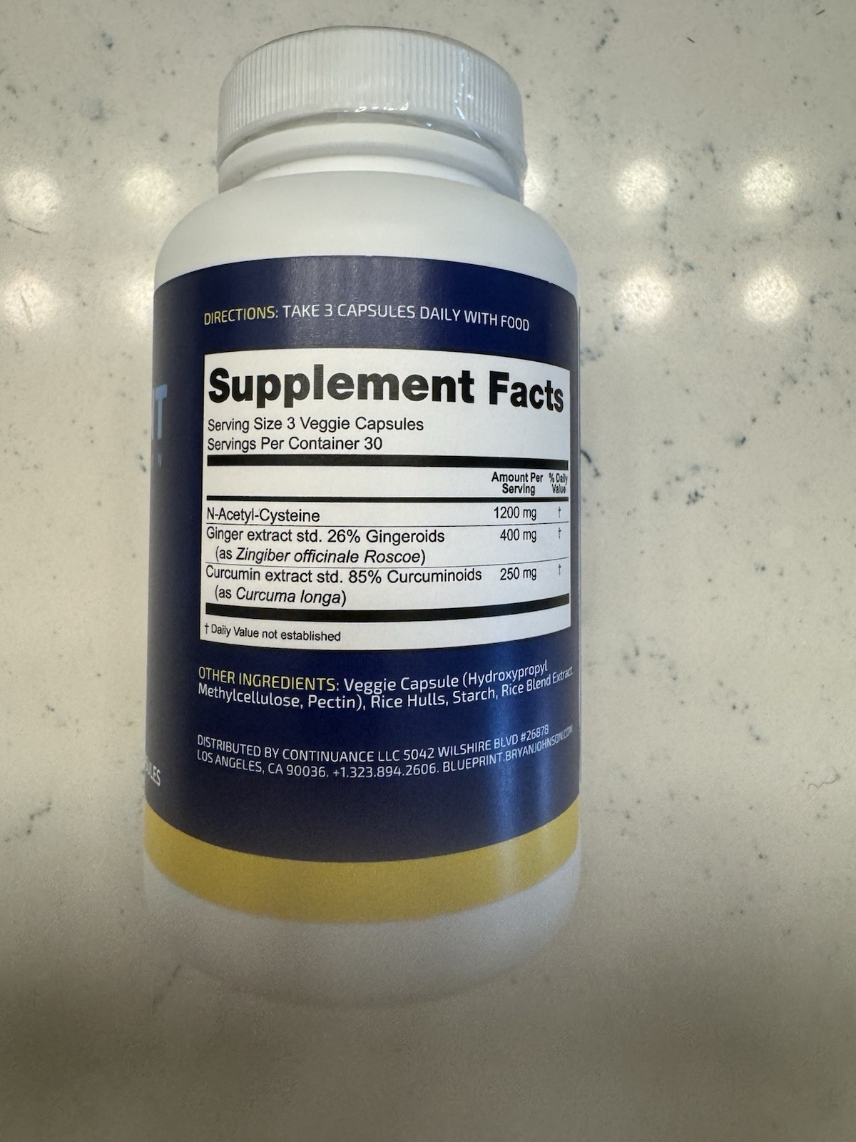 Blueprint NAC Ginger Curcumin Dietary Supplement Vegetarian Capsules, 90 Count