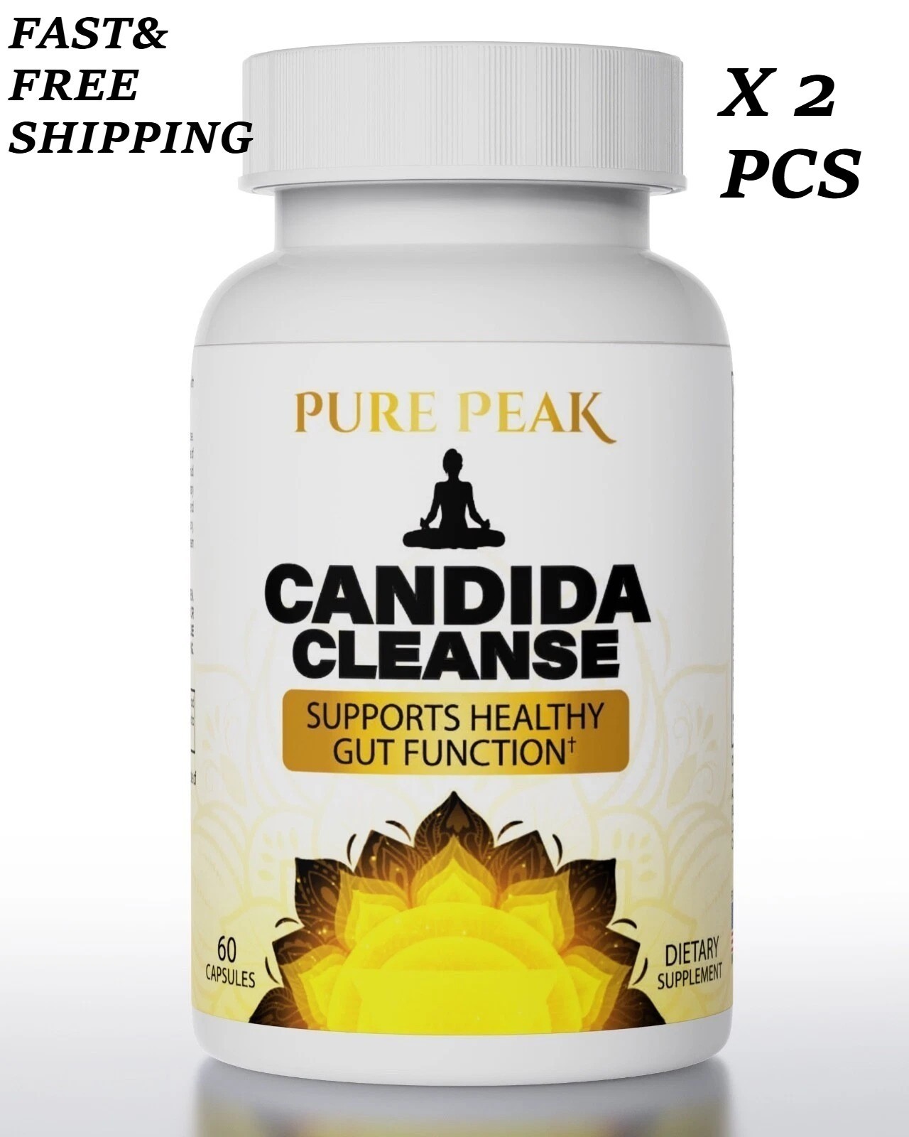 NEW Pure Peak Candida Cleanse-Boost Gut&Colon Health-60 Caps – for Men&Women