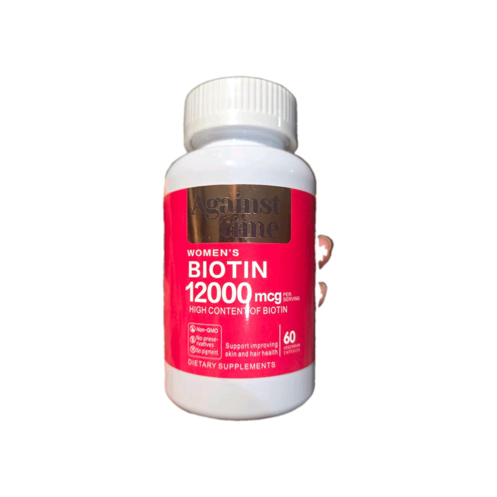 Against Time Women’s Biotin 12000 mcg Hair Skin Nails Non-GMO Capsules, 60
