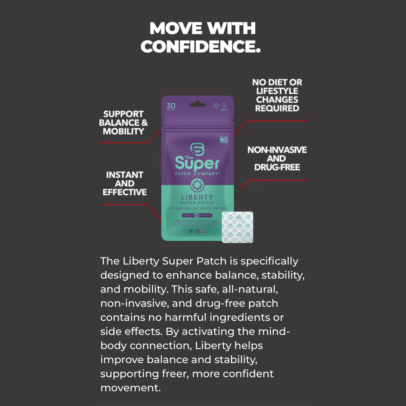 Super Patch LIBERTY Balance & Stability Patch Mobility Support Drug-Free 7 Pack
