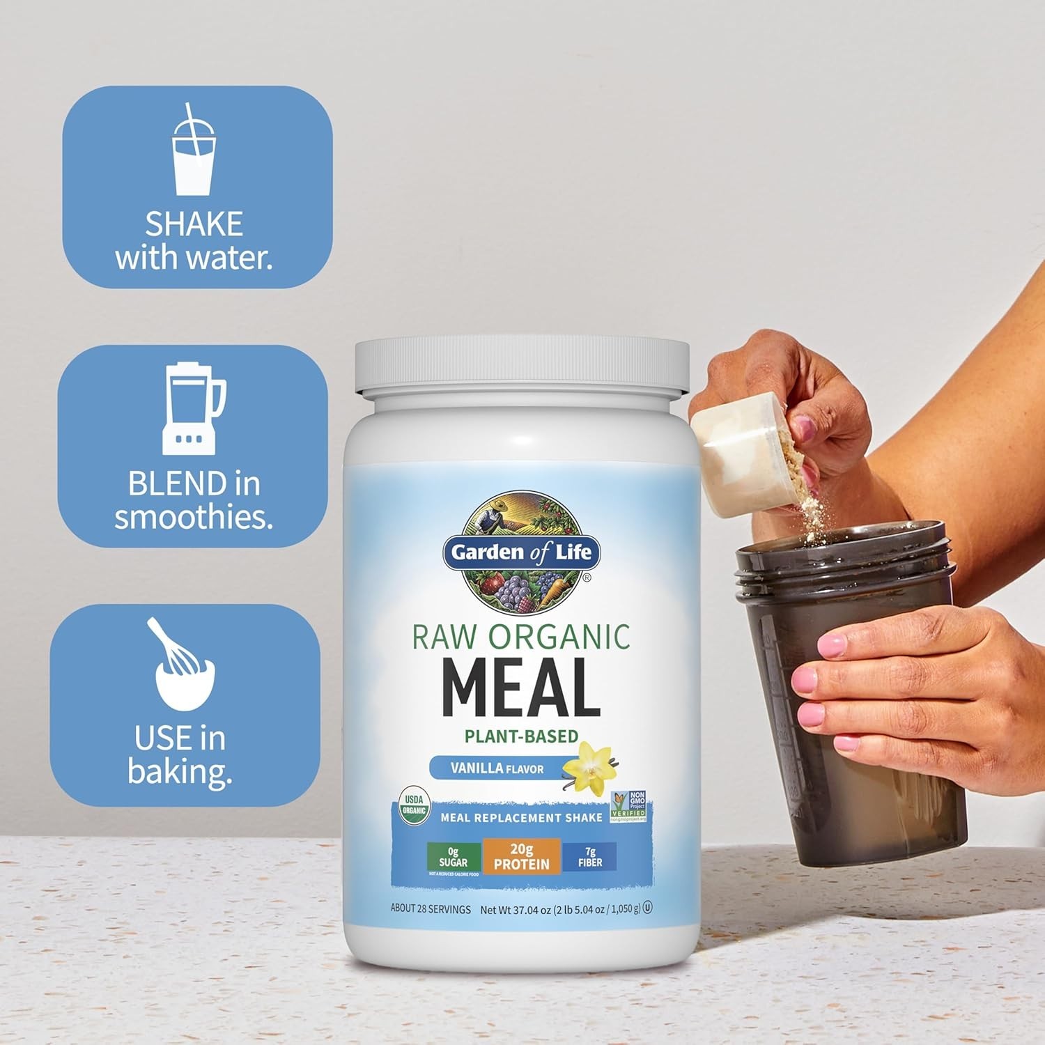 Garden of Life Meal Replacement Shakes, Raw Organic, Vanilla Protein Powder with