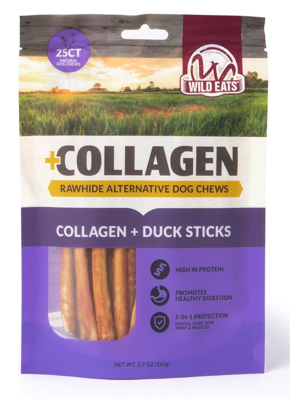 Wild Eats Dog Treats, Real Duck Chew with Collagen, 5.7oz, Natural, Grain-free