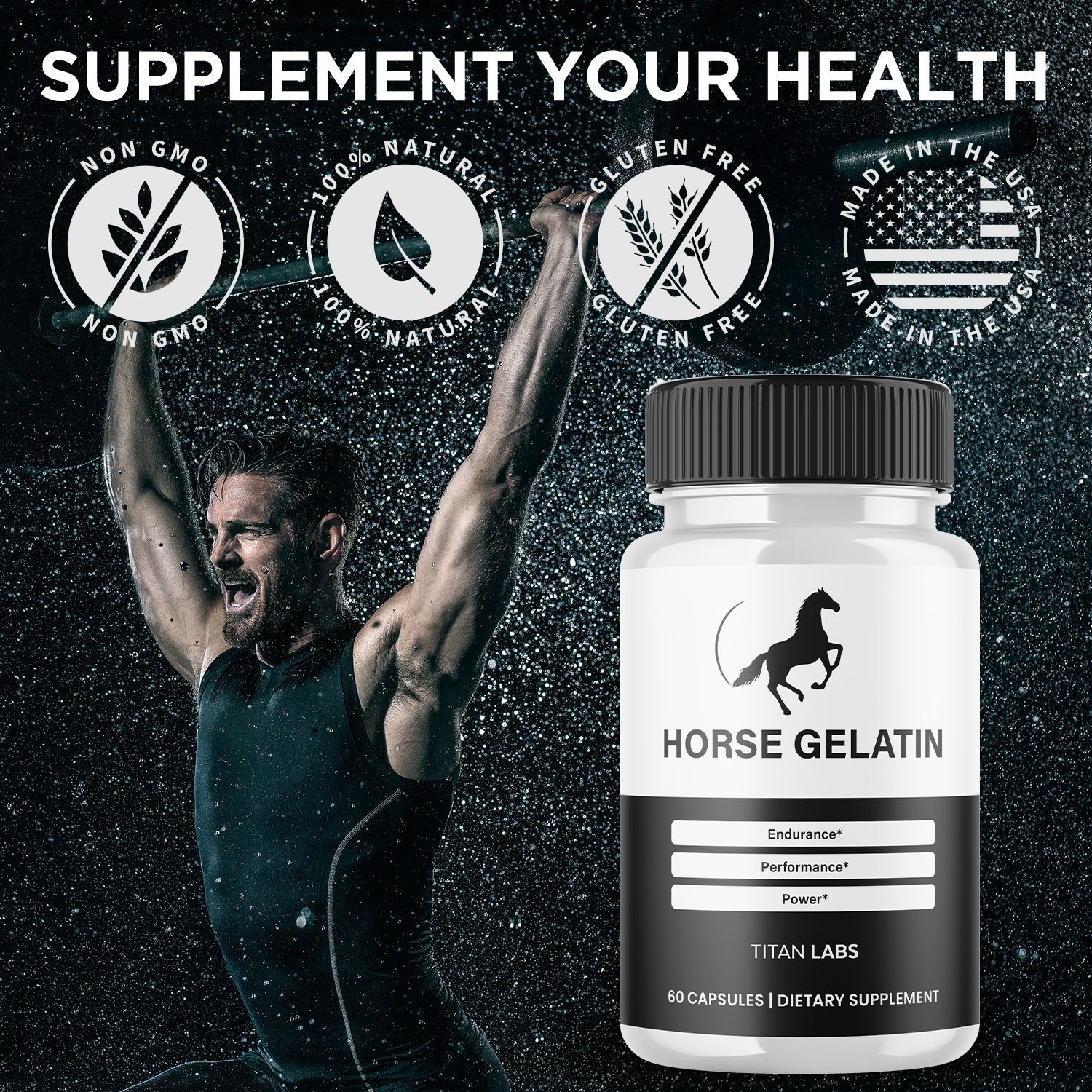 (2 Pack) Horse Gelatin Advanced Male Support Supplement HorseGelatin 120 Capsule