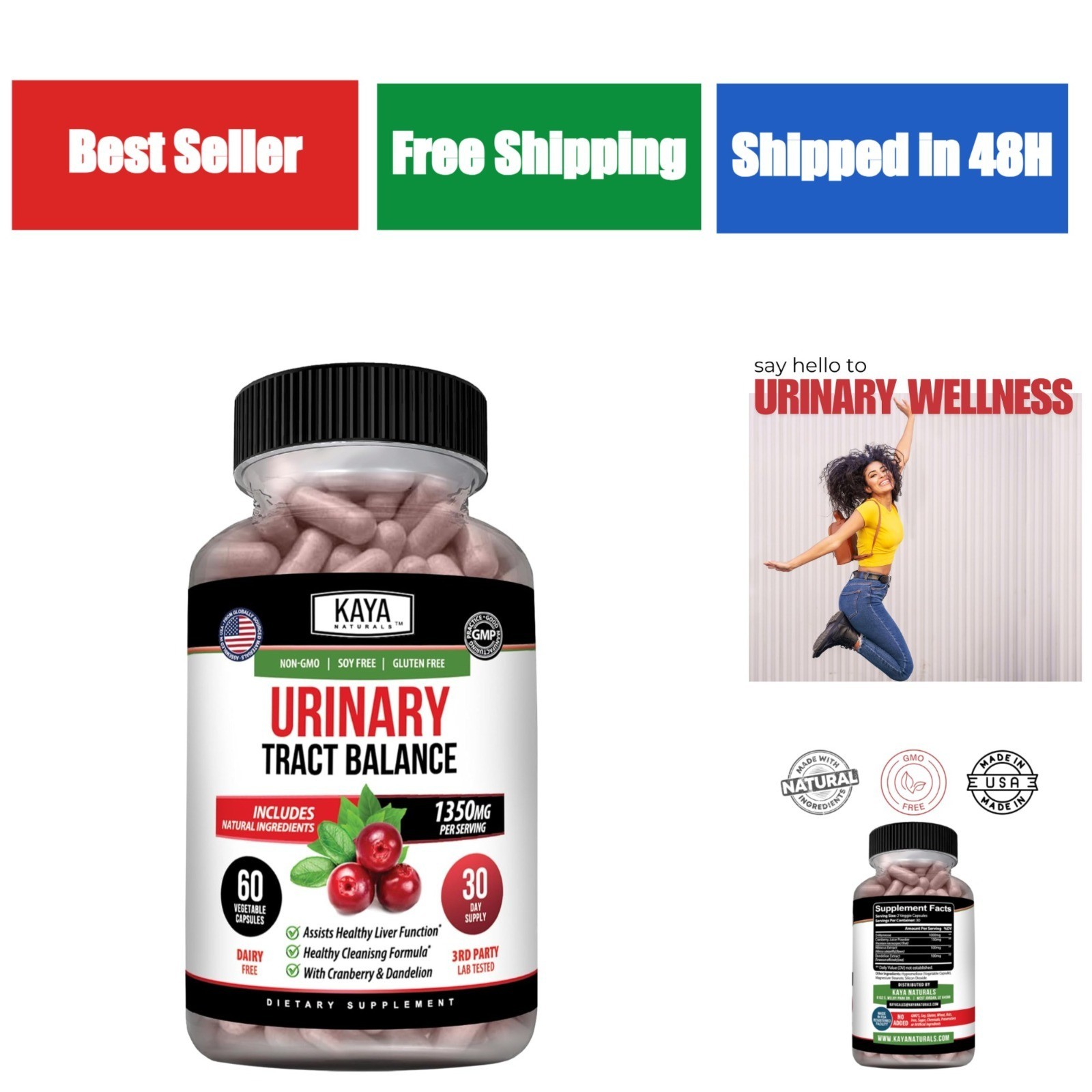 Kaya Naturals D-Mannose Capsules – Urinary Tract Health 60 Veggie Caps