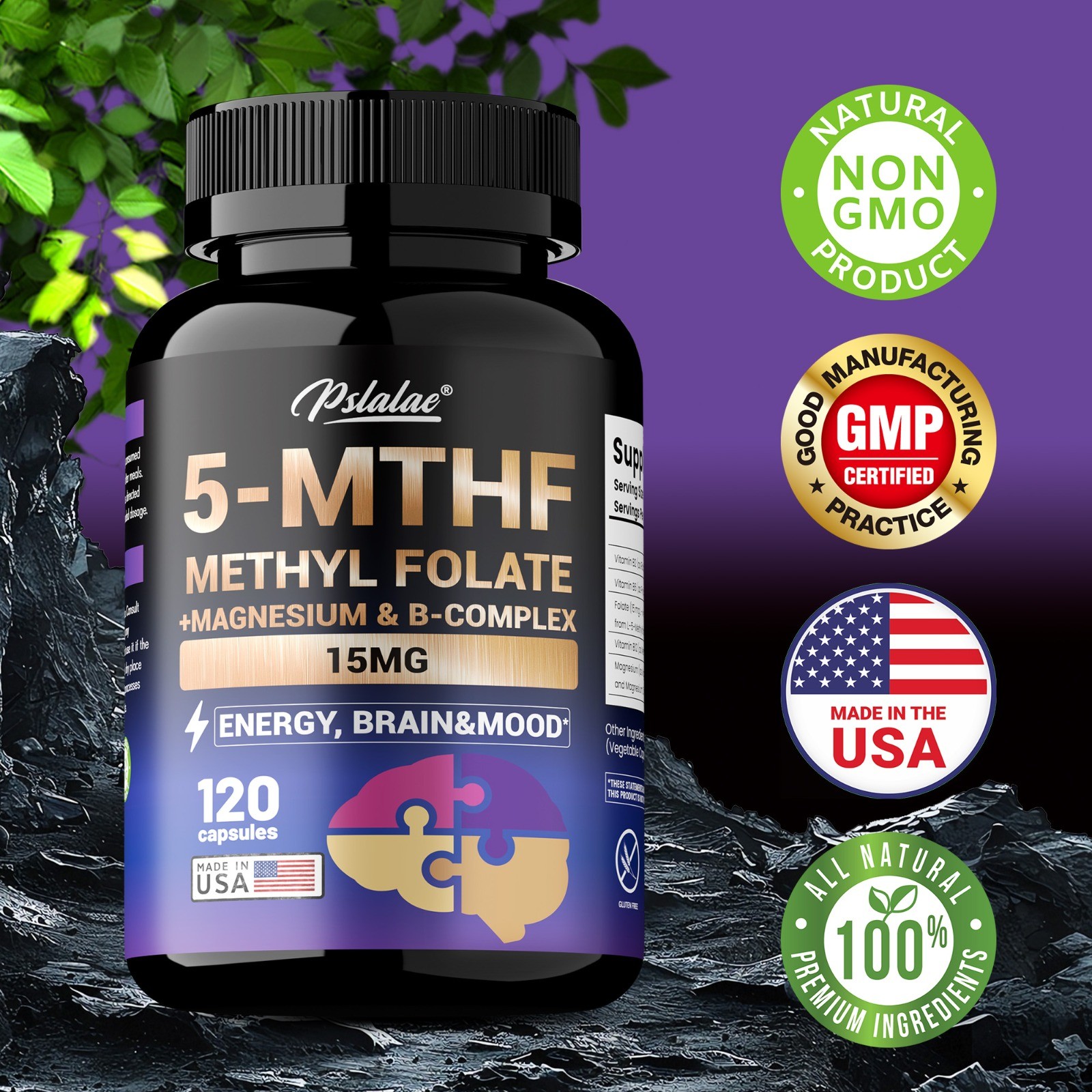 5-MTHF Methylfolate 120pcs – Boosts Cognitive Function, Enhances Memory & Focus
