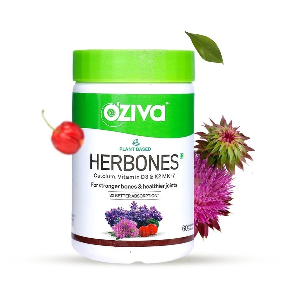 OZiva Plant Based HerBones Healthy Bones Supplement Certified Vegan – 60 Cap