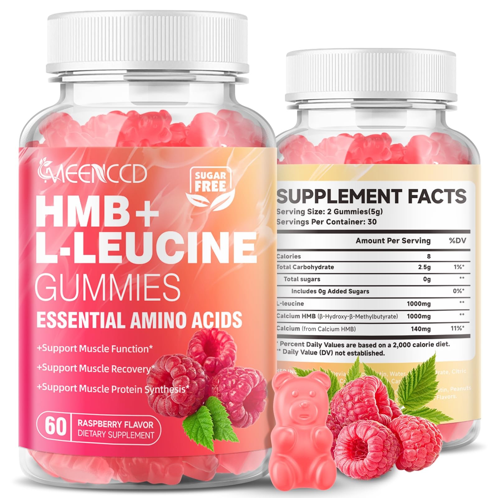 MEENCCD HMB and L-Leucine Gummies, Leucine Amino 60 Count (Pack of 1)