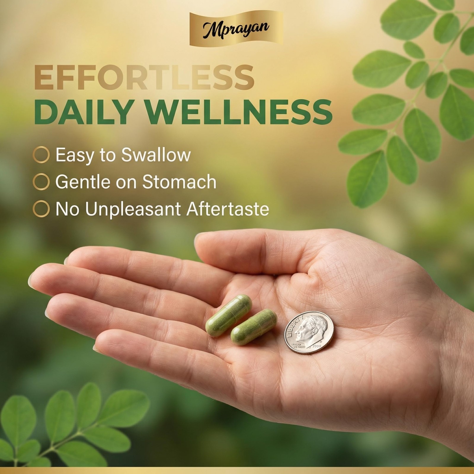 Mprayan Moringa Capsules 800Mg Moringa Oleifera Leaf Powder Superfood Herbal