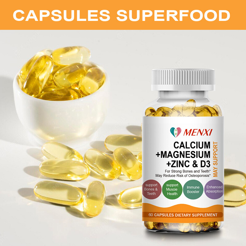 60/120Pcs Calcium Magnesium Zinc & Vitamin D3 Capsule Bone Health Immune Support