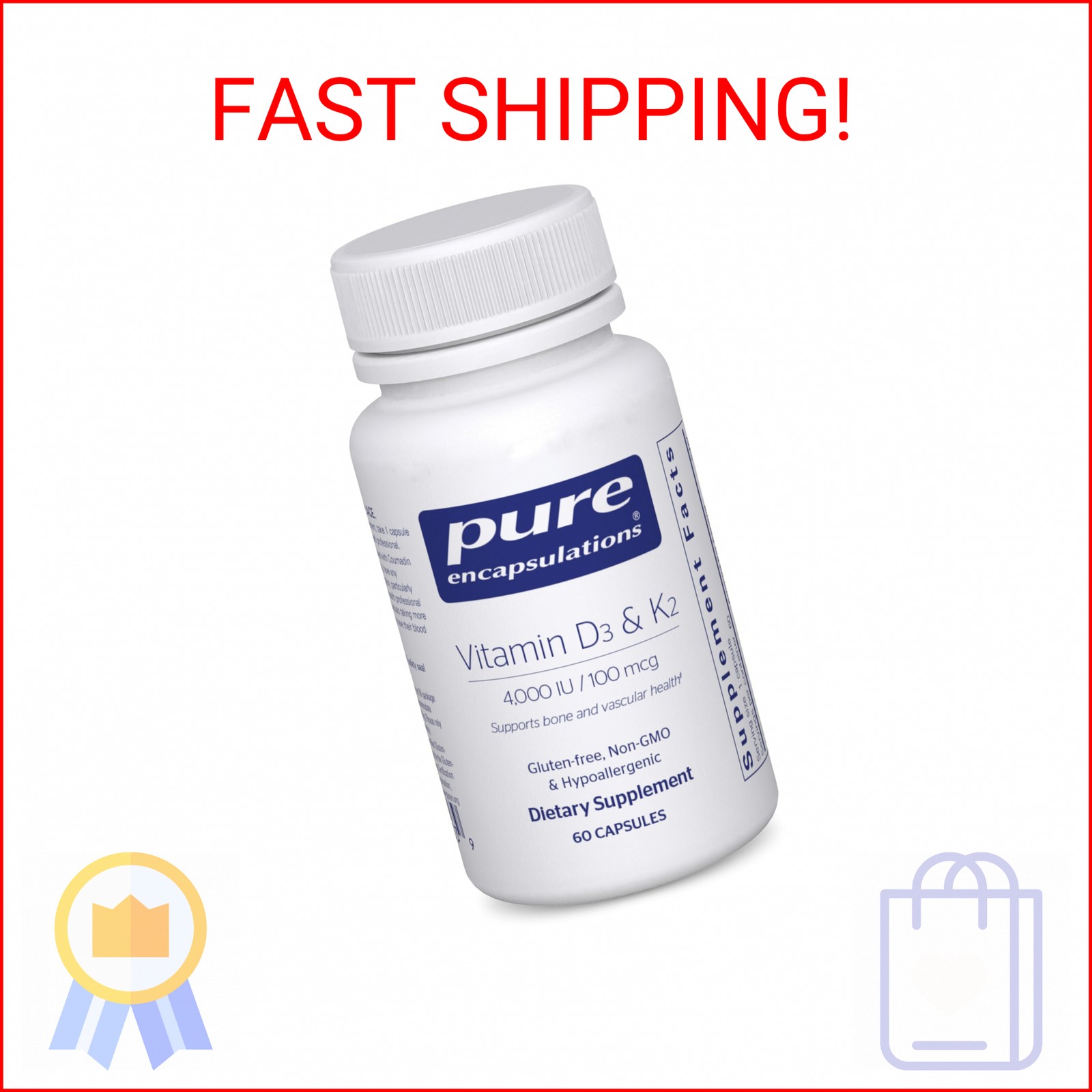 Pure Encapsulations Vitamin D3 & K2 – Bone & Vascular Health Support – Immune Fu