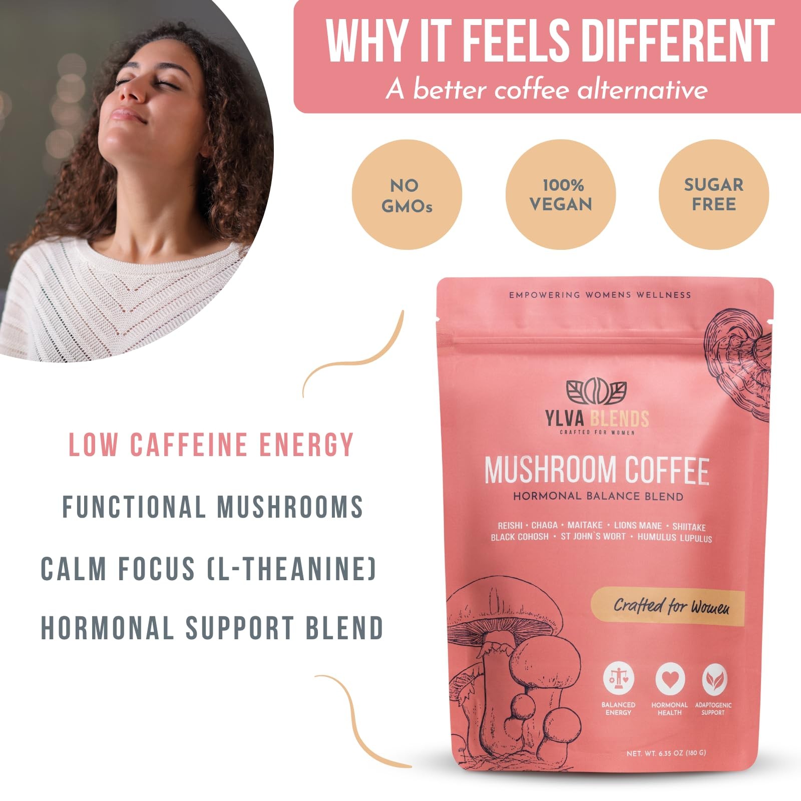 Ylva Blends Mushroom Coffee For Women By Ylva Mushroom Coffee For Hormone