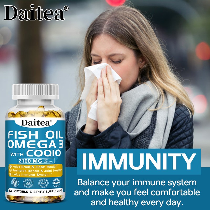 Omega 3 Fish Oil Supplement with CoQ10, D3 & K2 – for Joint & Immune Support