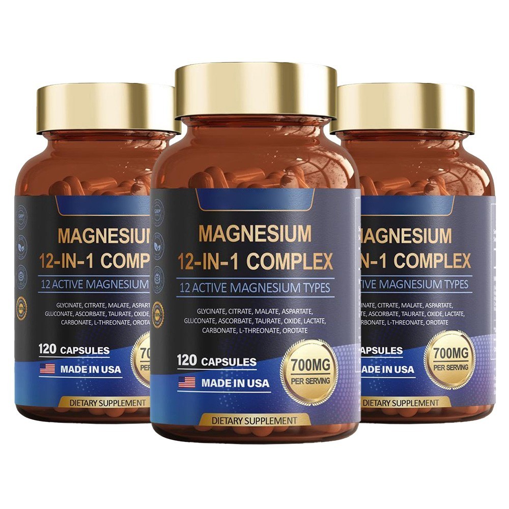 Magnesium 5x 12 1 in Complex 700mg – Glycinate Citrate Malate Taurate 120 Caps