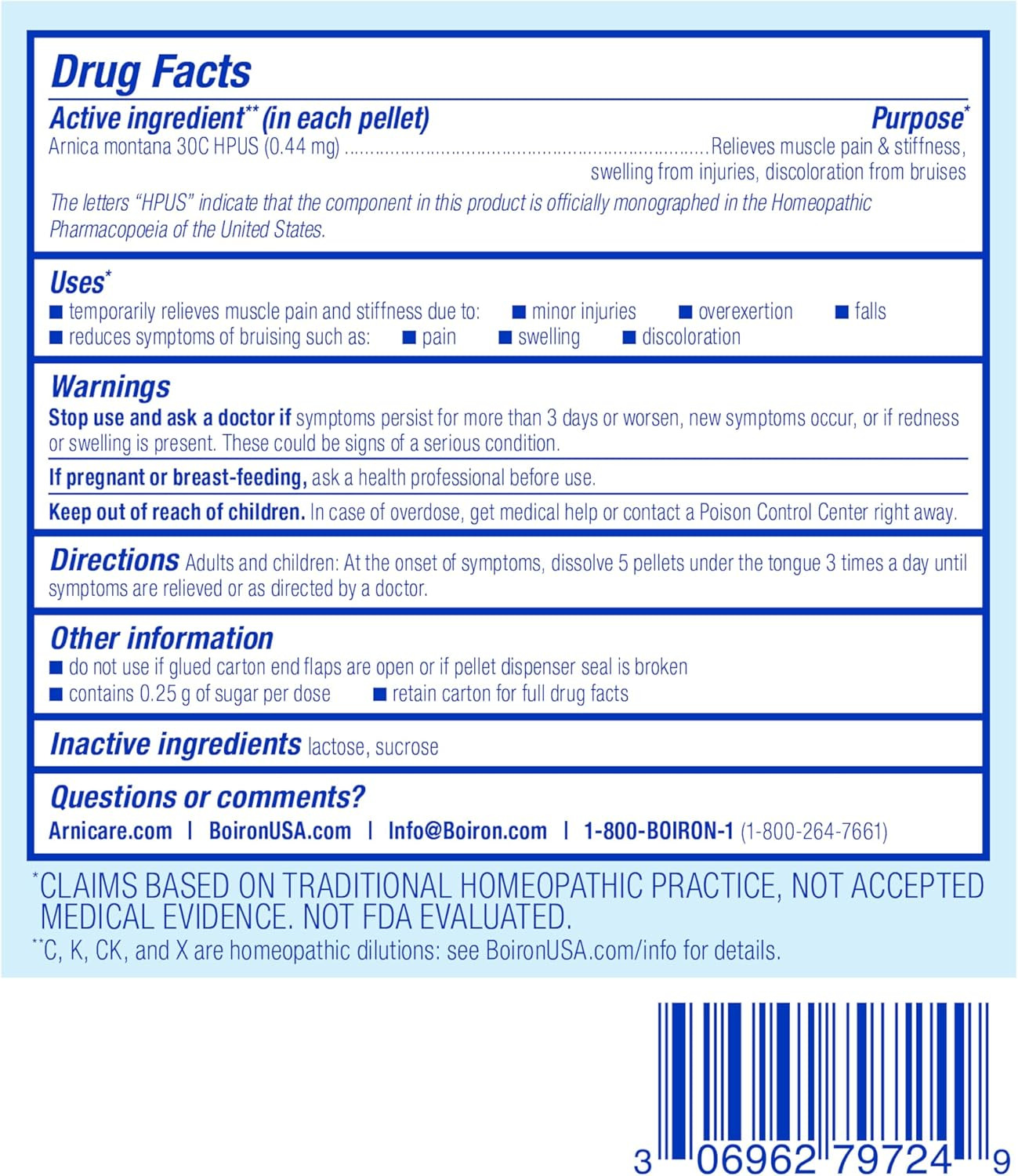 Boiron Arnica Montana 30C Homeopathic Medicine for Relief from Muscle Pain, Musc