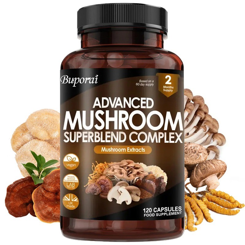 Mushroom Super Blend Complex 120pcs,Enhances Memory & Concentration,Brain Health