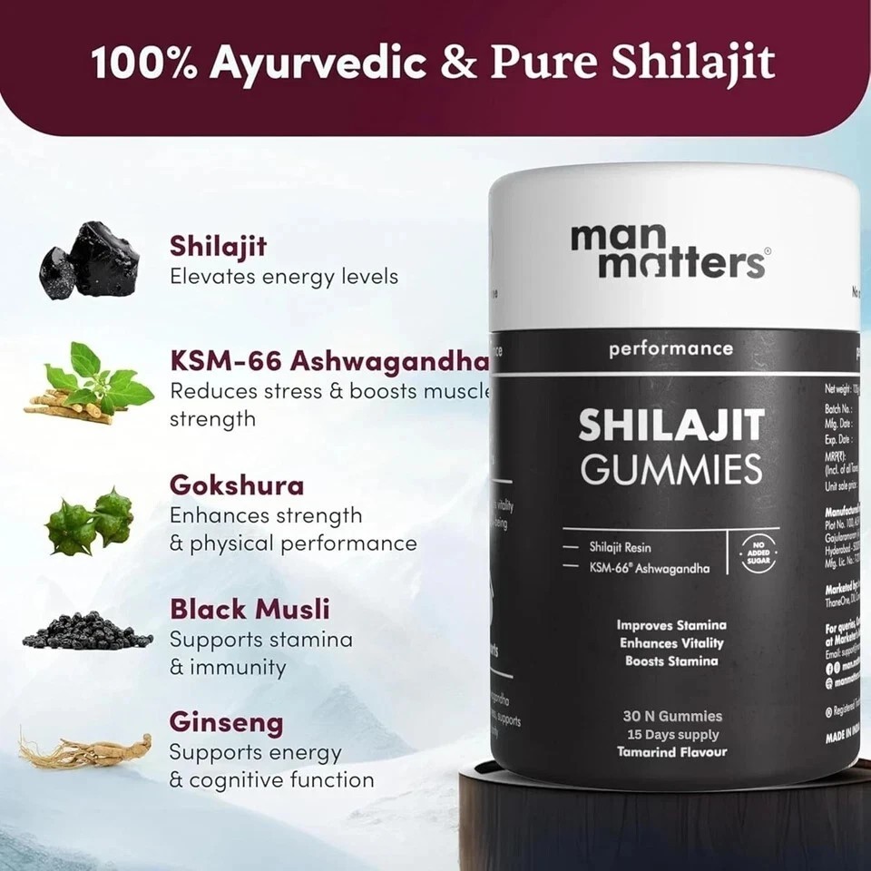 Man Matters Pure Himalayan Shilajit/Shilajeet Gummies with KSM 66 Ashwagandha l2