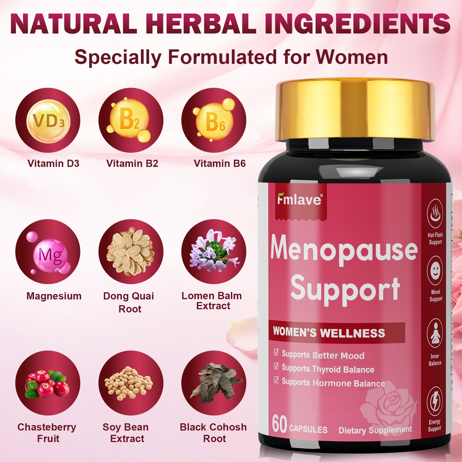 2set Menopause Support Supplement for Women – Hormone Balance, Hot Flashes 120ct