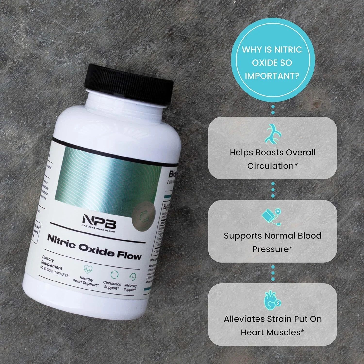 Nitric Oxide Flow Blood Pressure Support Improve Circulation-Natures Pure Blend