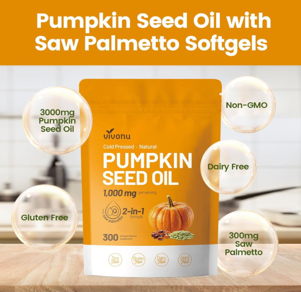 Pumpkin Seed Oil 1000mg with Saw Palmetto 300 Softgels Prostate Health