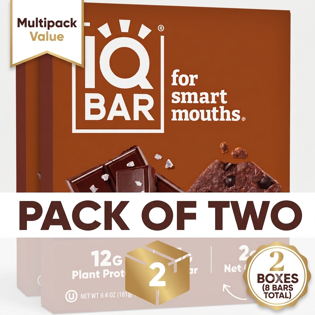 IQBAR Salted Chocolate Protein Bars, Vegan Energy Bars, 4 Count Box (2 pack)