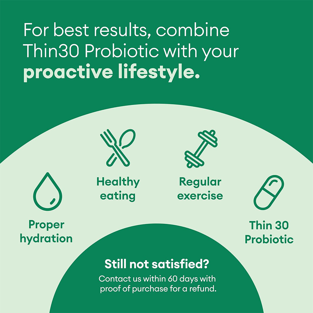 Thin 30 Probiotic 15 Billion Cfus Digestive Support Weight Management 120 Pills