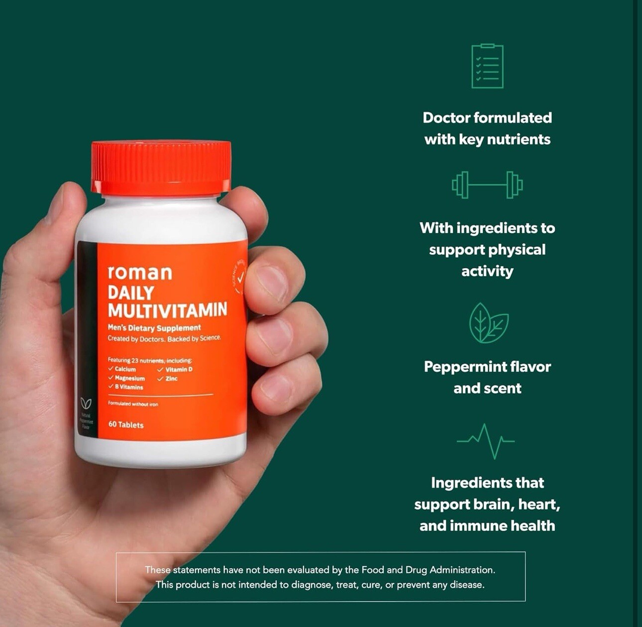 Roman Daily Men’s Health Multivitamin Dietary Supplement Size 60 Exp 01/27