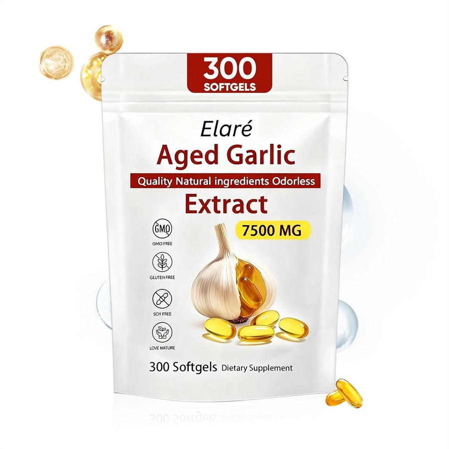 Elare Aged Garlic Extract, 300 Softgels, 7500mg Odorless Heart & Immune USA Hot