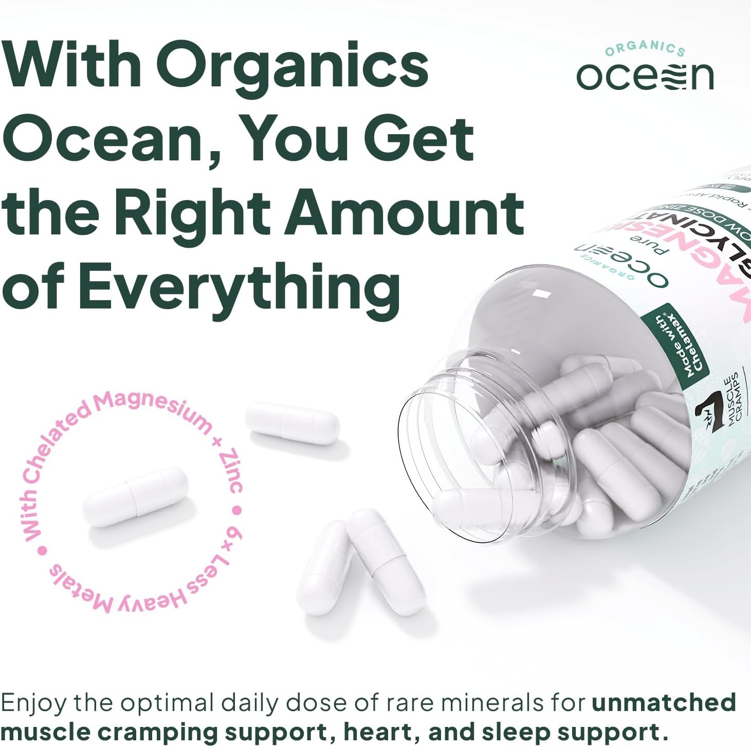 Premium Organics Ocean Pure Magnesium Glycinate Maximum – Zinc Strength Chelated