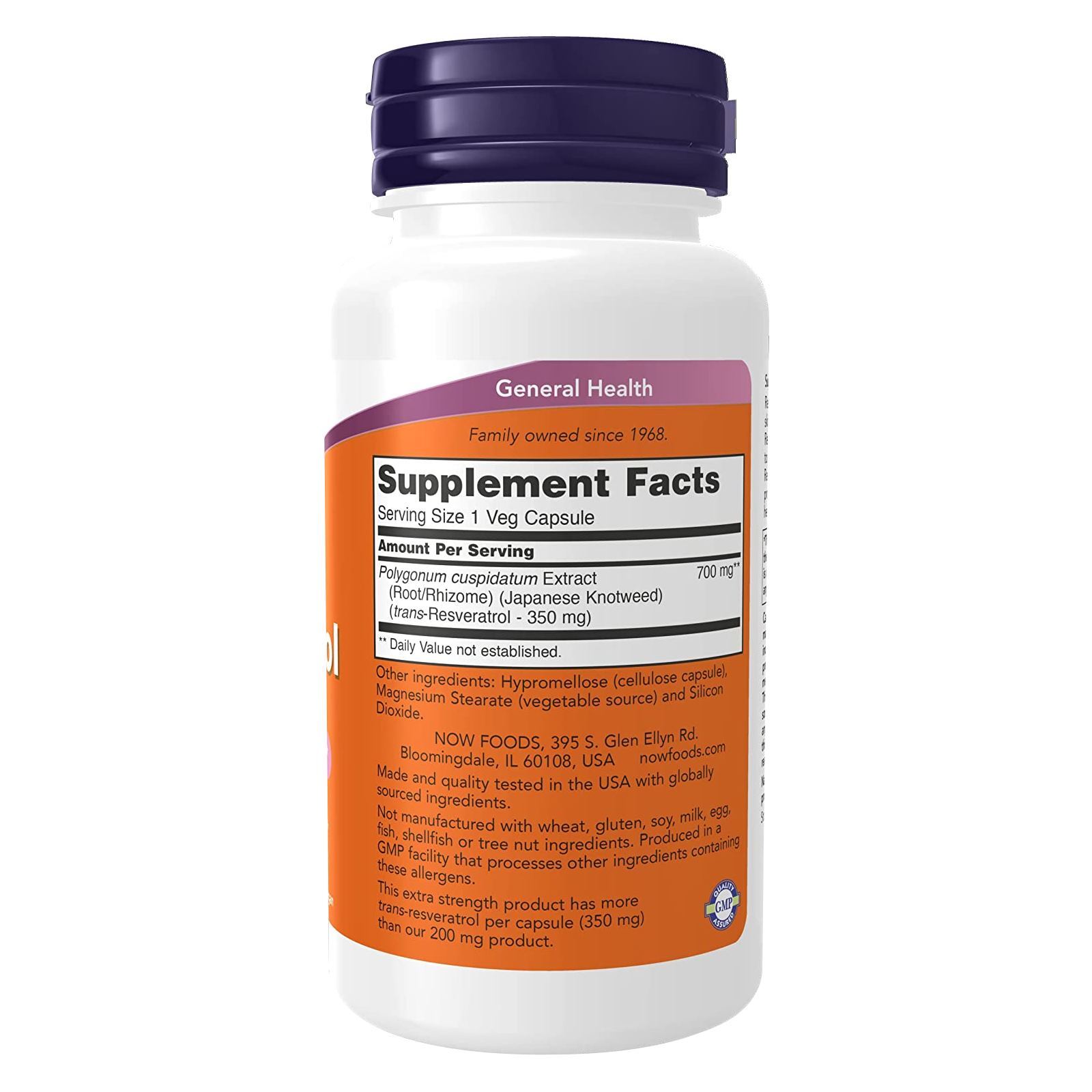 NOW FOODS Resveratrol, Extra Strength 350 mg – 60 Veg Capsules