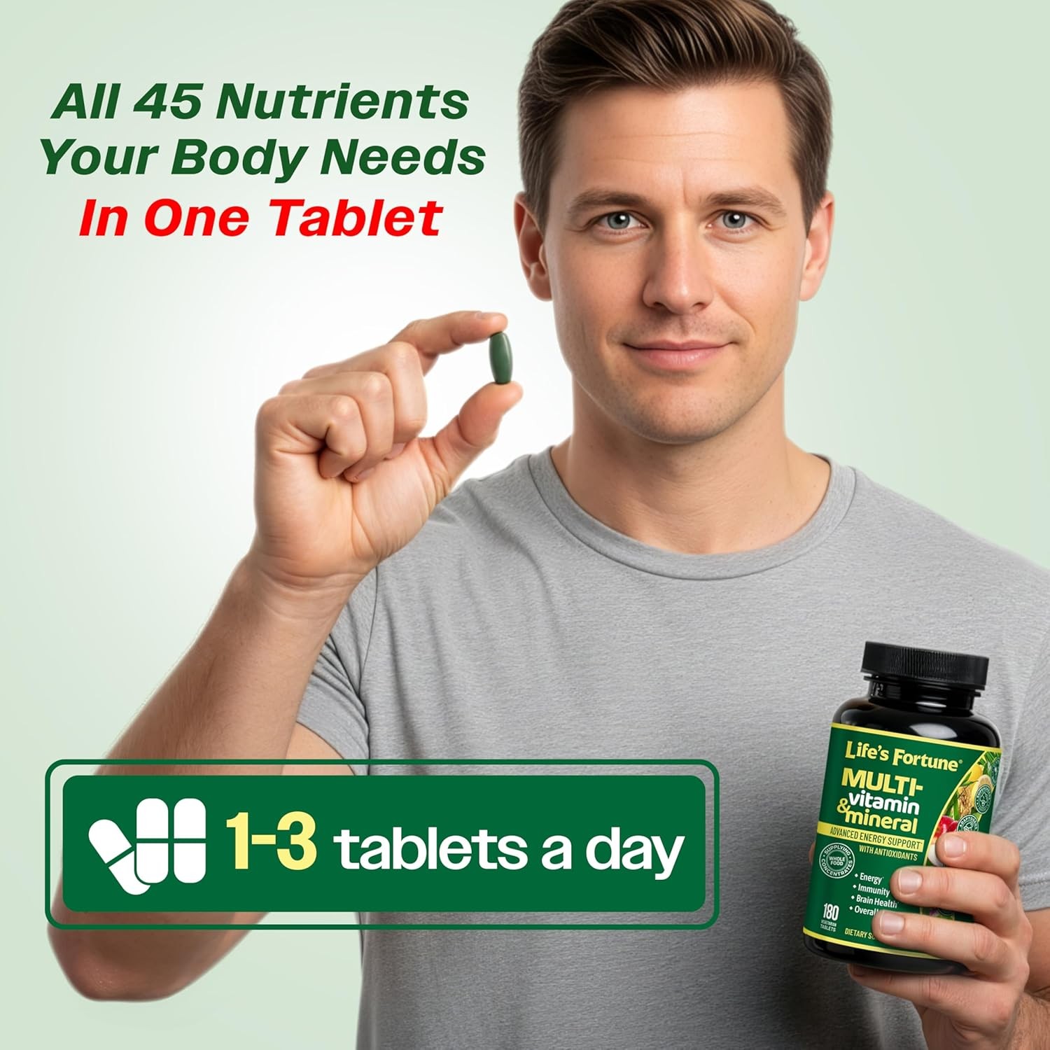 Life’s Fortune Multi Vitamin Mineral Natural Energy 180