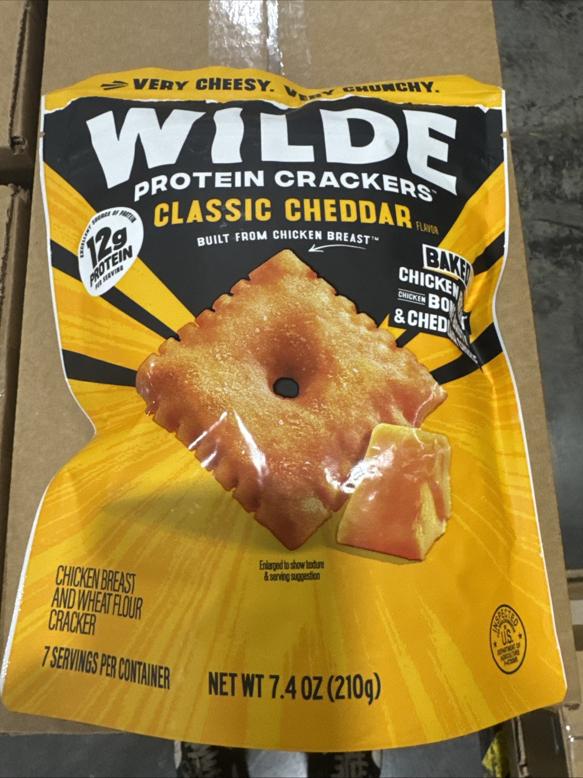 WILDE Protein Crackers Classic Cheddar 7.4 oz Healthy Protein Baked Snack Gluten