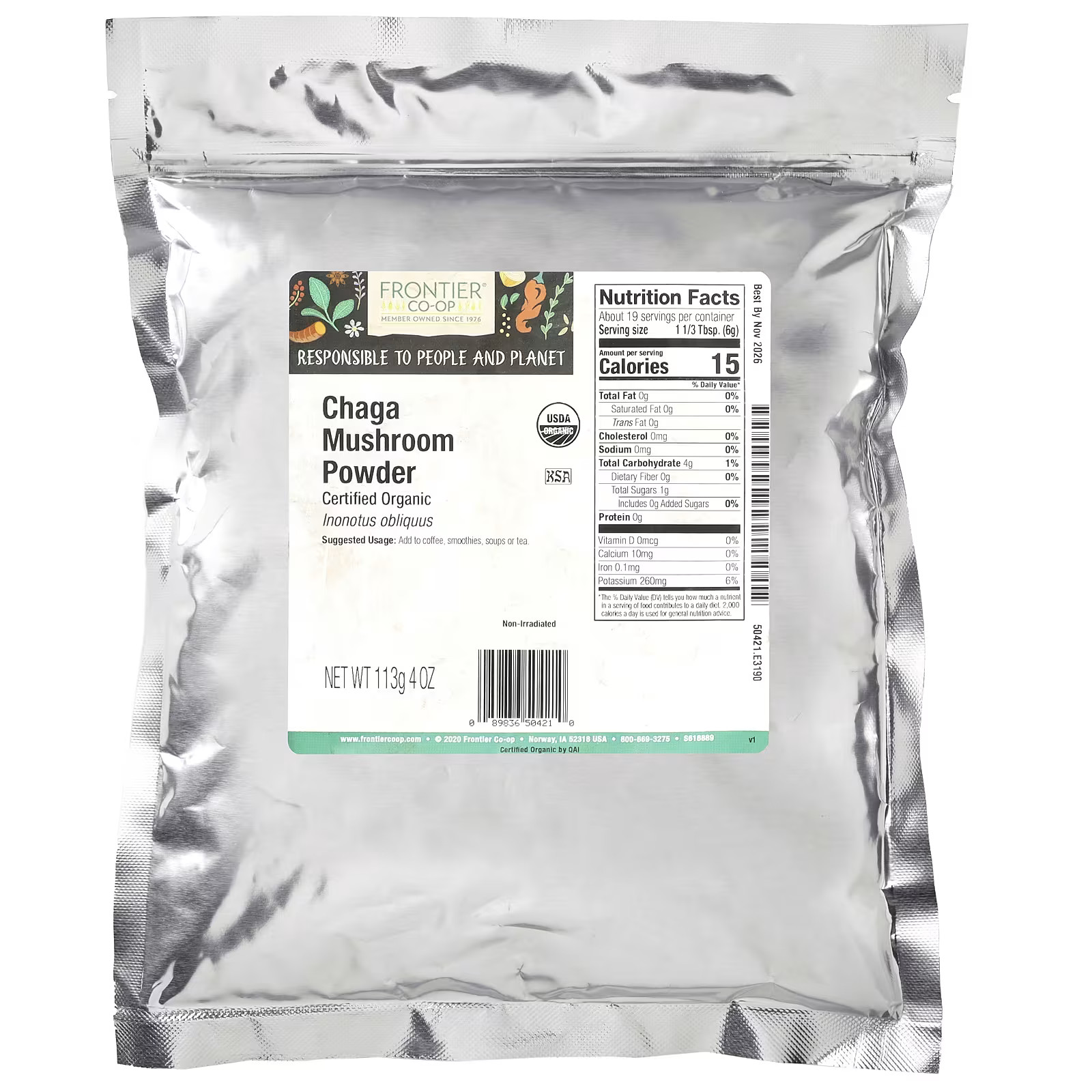 2 X Frontier Co-op, Organic Chaga Mushroom Powder, 4 oz (113 g)-worldwide