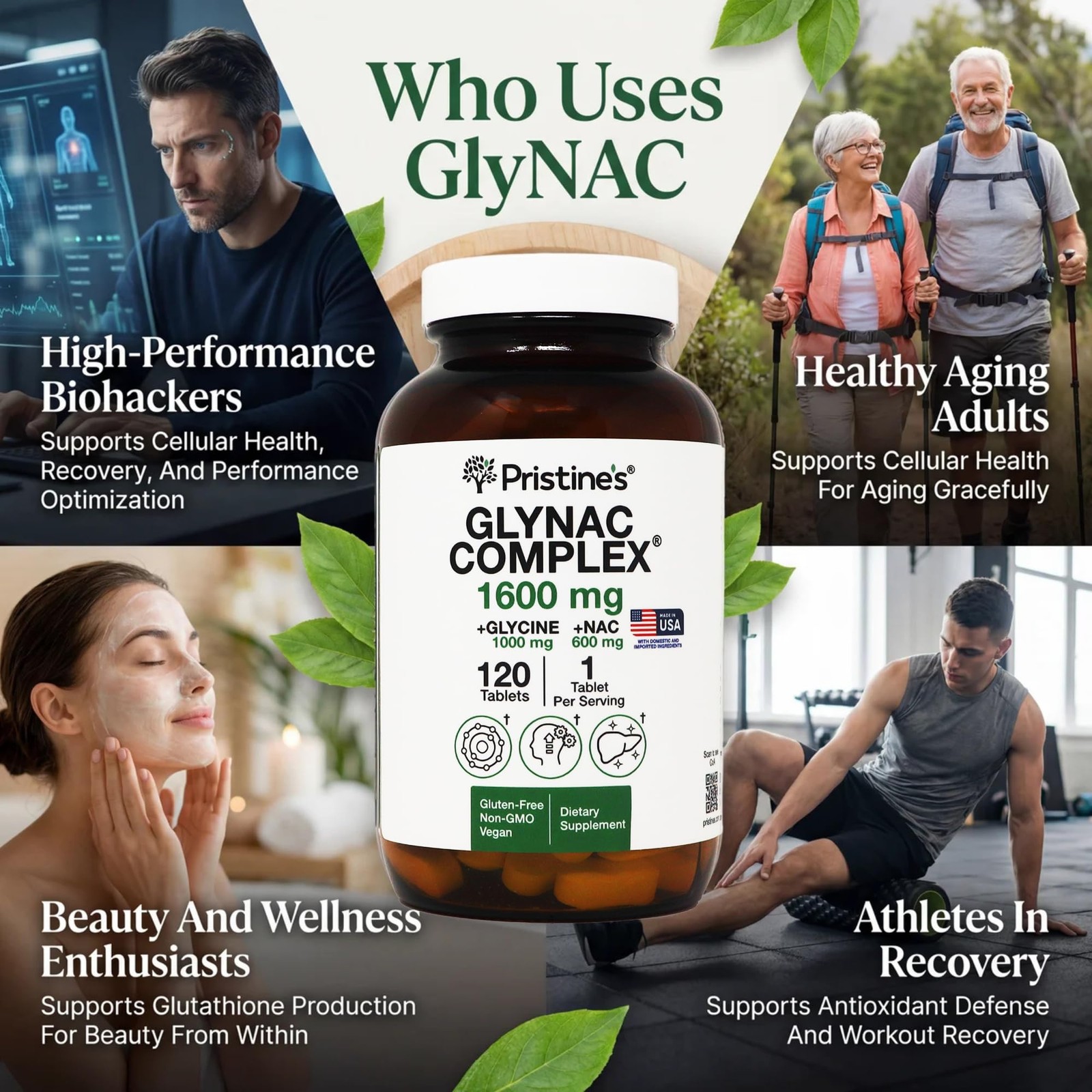 GlyNAC Supplement Complex Large Size Tablet 1600MG 120 Count (Pack of 1)