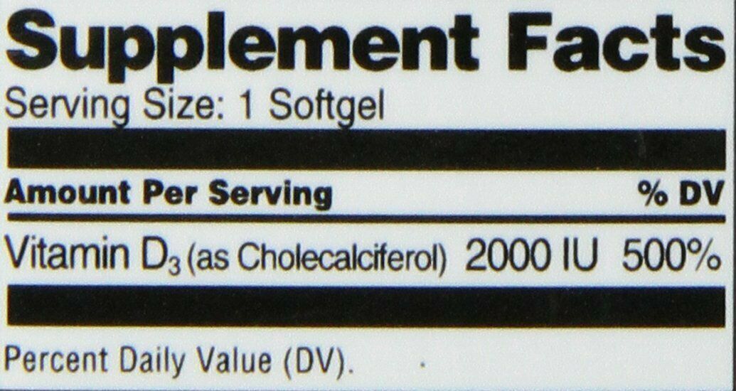 21st Century Vitamin D3 2000 IU Rapid Release Softgels Gluten Free 50 mcg 250 Ct