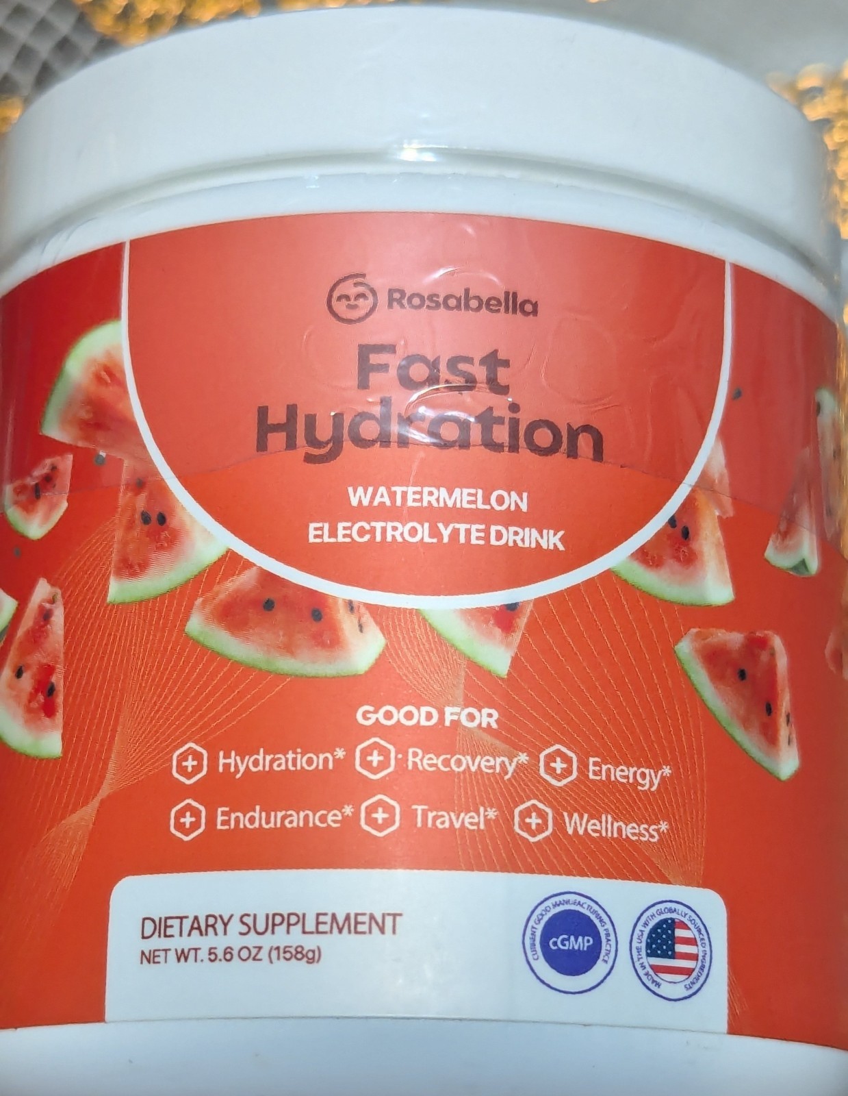 Rosabella Electrolyte Hydration Powder Watermelon Sugar-Free 5.6 oz 30 Servings
