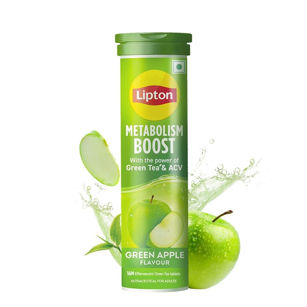 Lipton Metabolism Boost 16 Effervescent Tabs | Green Tea & ACV | Free Shipping