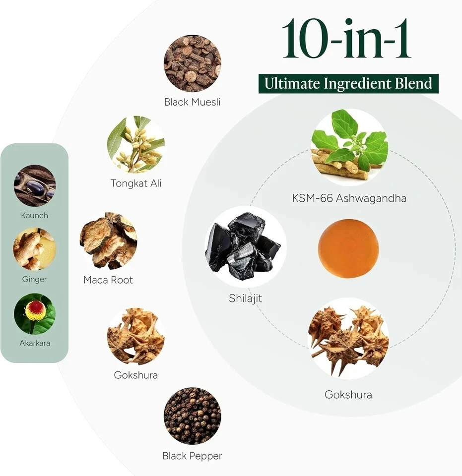 Root Labs 10 in 1 Alpha Gummies Shilajit, Ashwagandha, Maca, Tongkat, 60 Ct