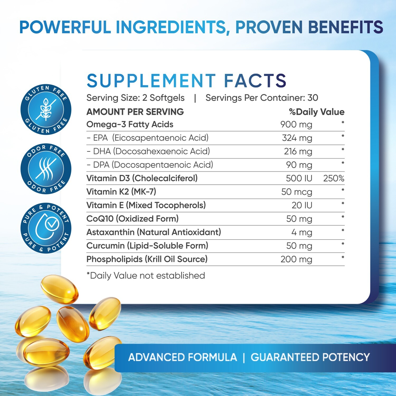 EmpowerLife Omega-3 + D3 Ultra Supplement, Omega-3s, D3, CoQ10