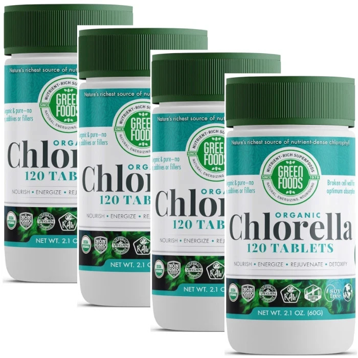 Green Foods – Organic Chlorella (500 mg) • 120 Tablets Each (Pack of 4)