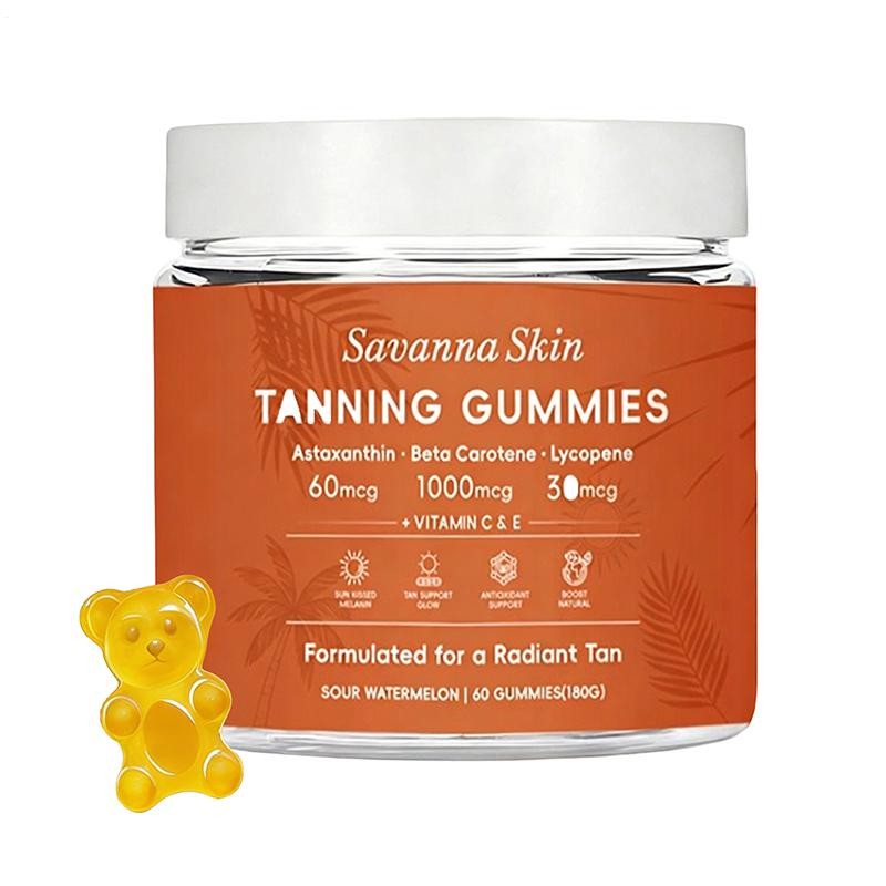 Skin Savanna Tanning Gummies, with Vitamin C & E, Astaxanthin, Beta Carotene & L