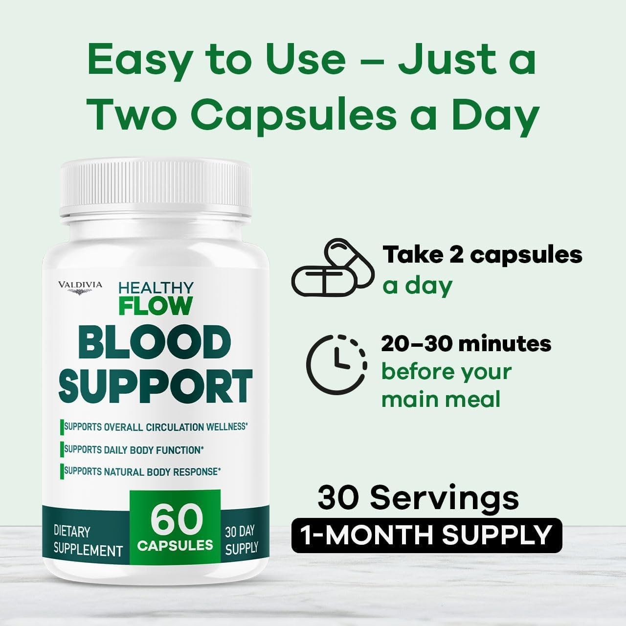 Healthy Flow Blood Support Supplement Capsules Circulation 1 Pack 60Ct