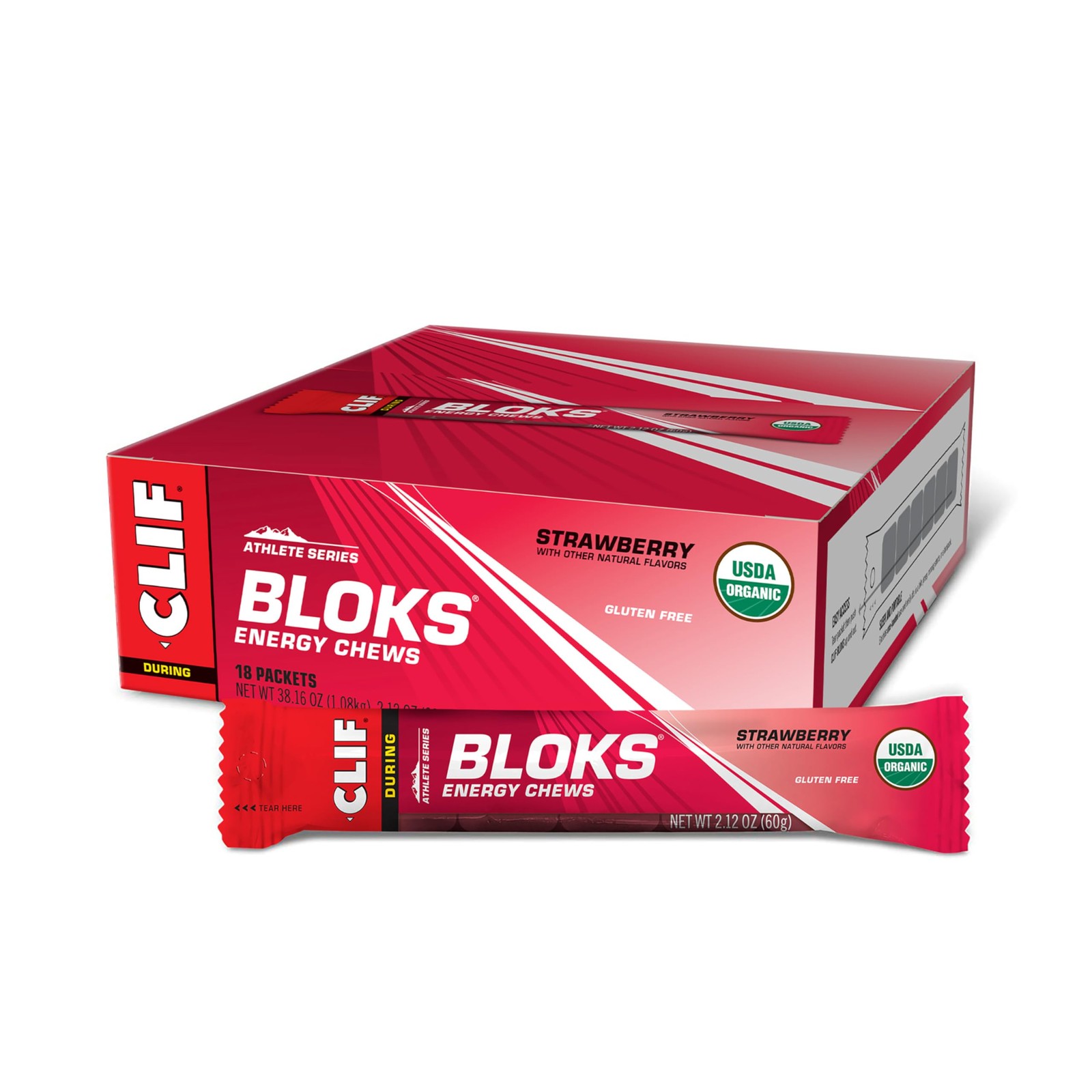 CLIF BLOKS Strawberry Flavor Energy Chews NonGMO Plant Based Fast Fuel f…