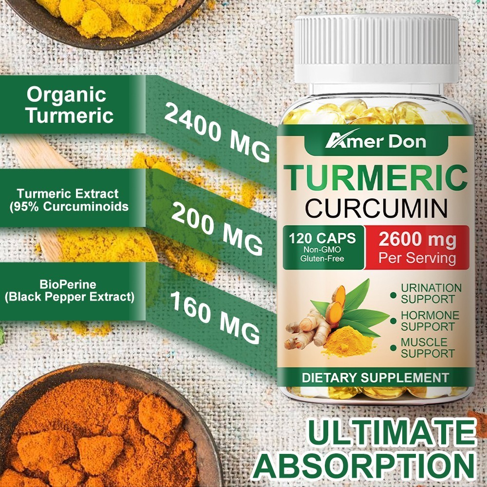 Turmeric Curcumin Highest Potency 95% 2600mg with BioPerine Black Pepper Extract