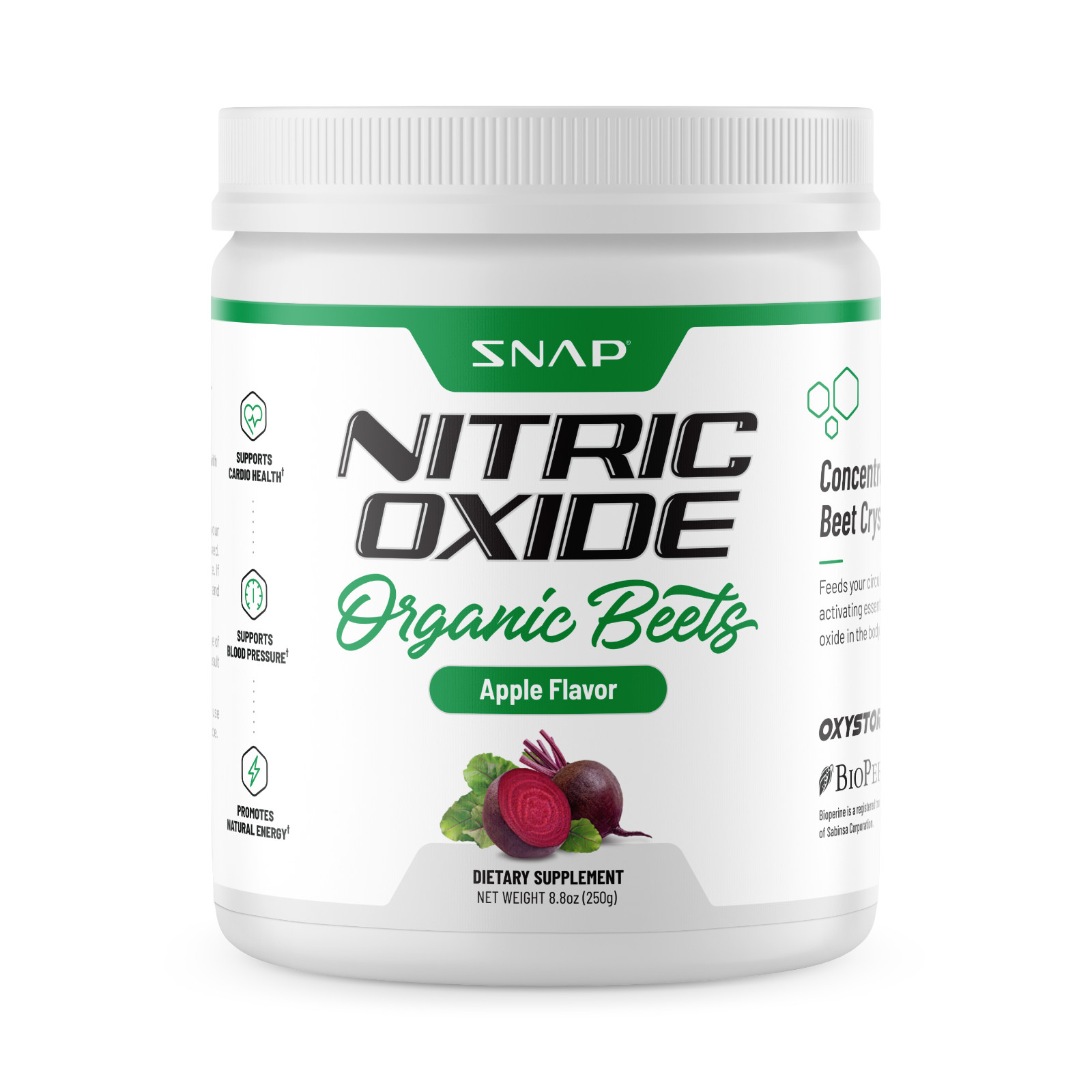 Apple Organic Beet Root Powder Flavored Nitric Oxide, 30 Servings – 8.8oz Jar