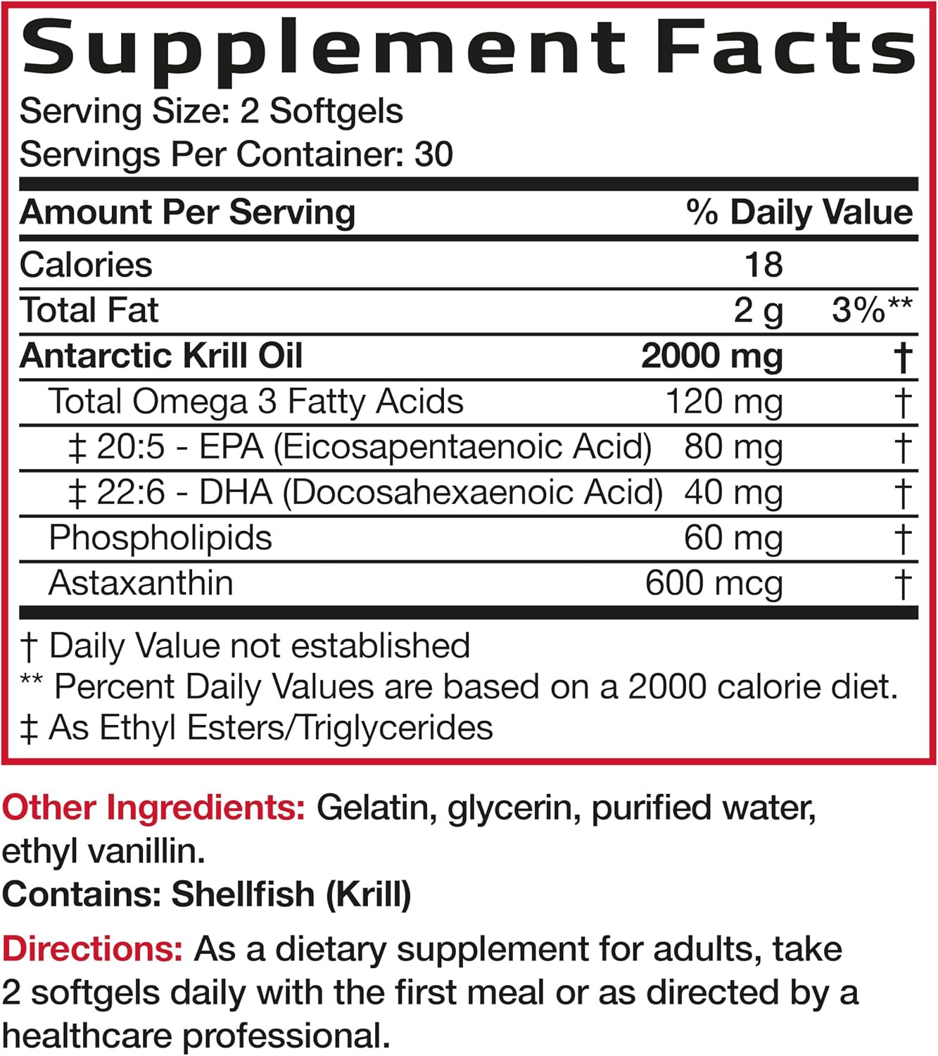 Bronson Antarctic Krill Oil 2000Mg with Omega-3S EPA, DHA, Astaxanthin and Phosp