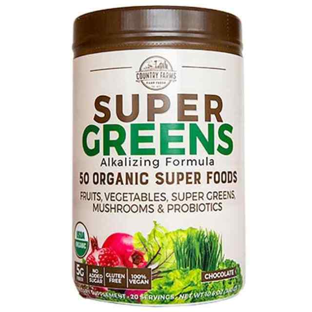 Country Farms Super Greens – Chocolate 10.6 oz 50 organic super foods