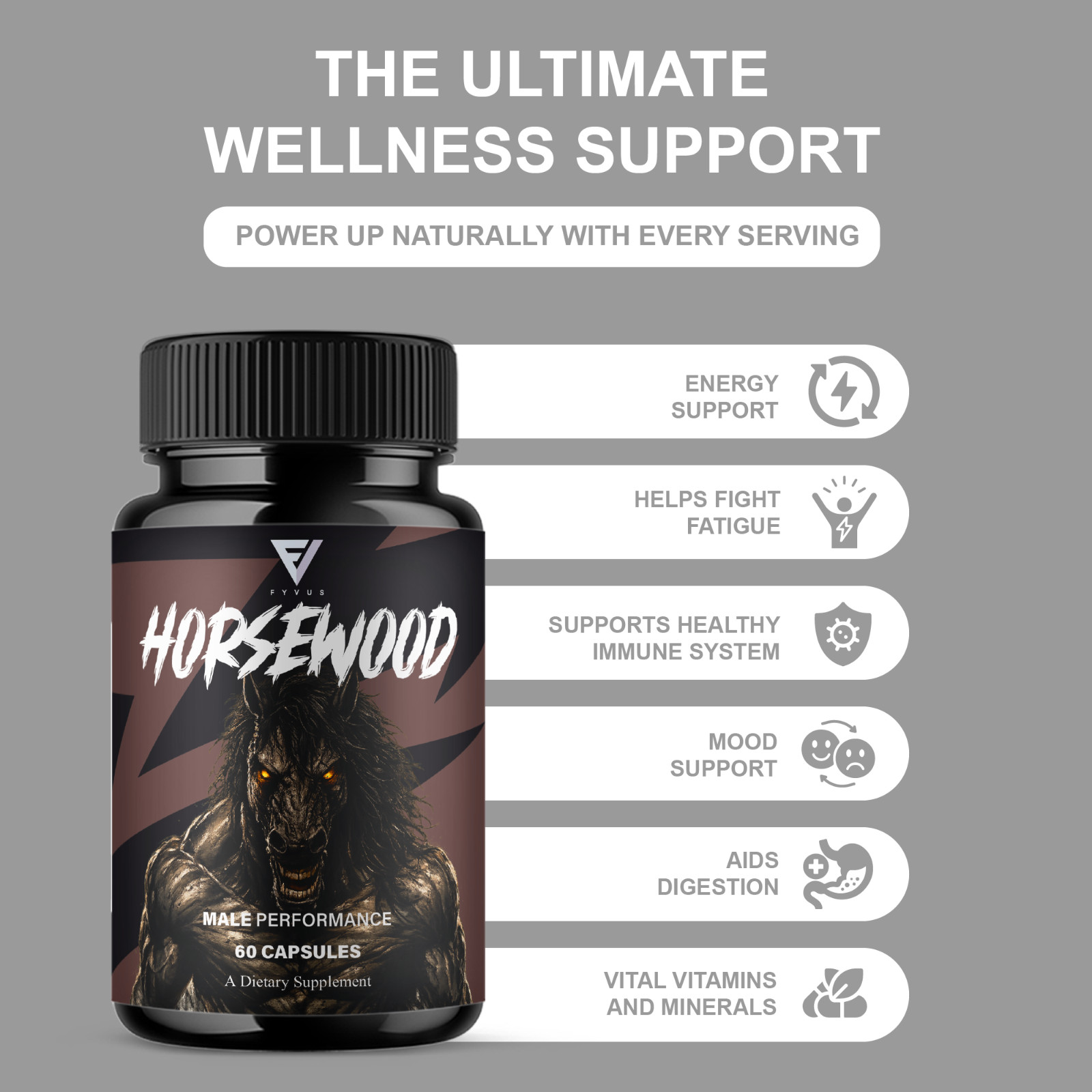 (3 Pack) Horsewood Male Support Supplement, Horse Wood Male Pills (180 Capsules)