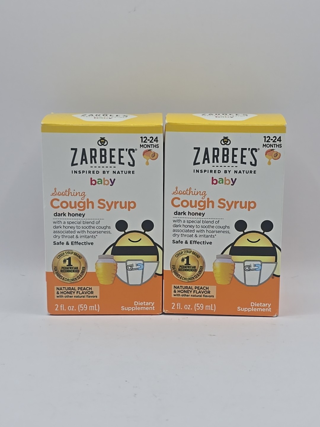 Lot Of 2 Zarbee’s Immune Support Syrup for Baby Peach & Honey 2 fl oz EXP 5/2026