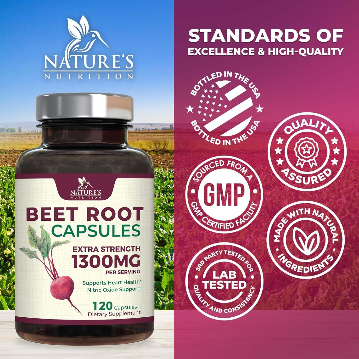 Beet Root Capsules 1300Mg – Extra Strength Red Beetroot Powder Supplement – Supp
